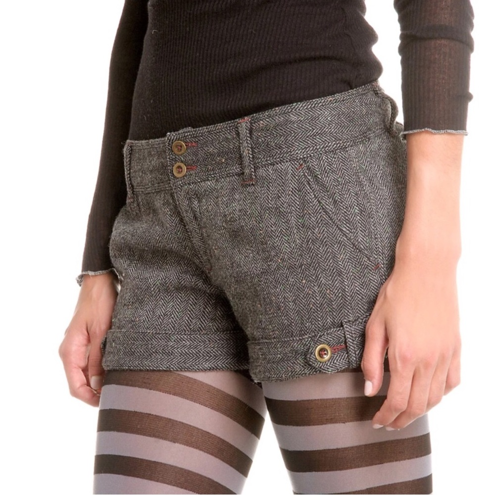 Free People tweed herringbone wool blend shorts Size 0